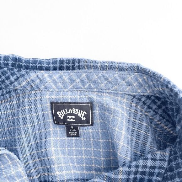 Billabong Men's Slate Blue Coastline Plaid Flannel One Pocket Shirt Size S - Picture 3 of 8